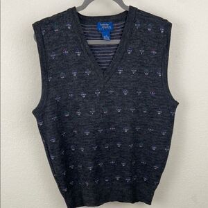 Vintage Cambridge Classics Wool Men's Dark Gray Sweater Vest size Medium